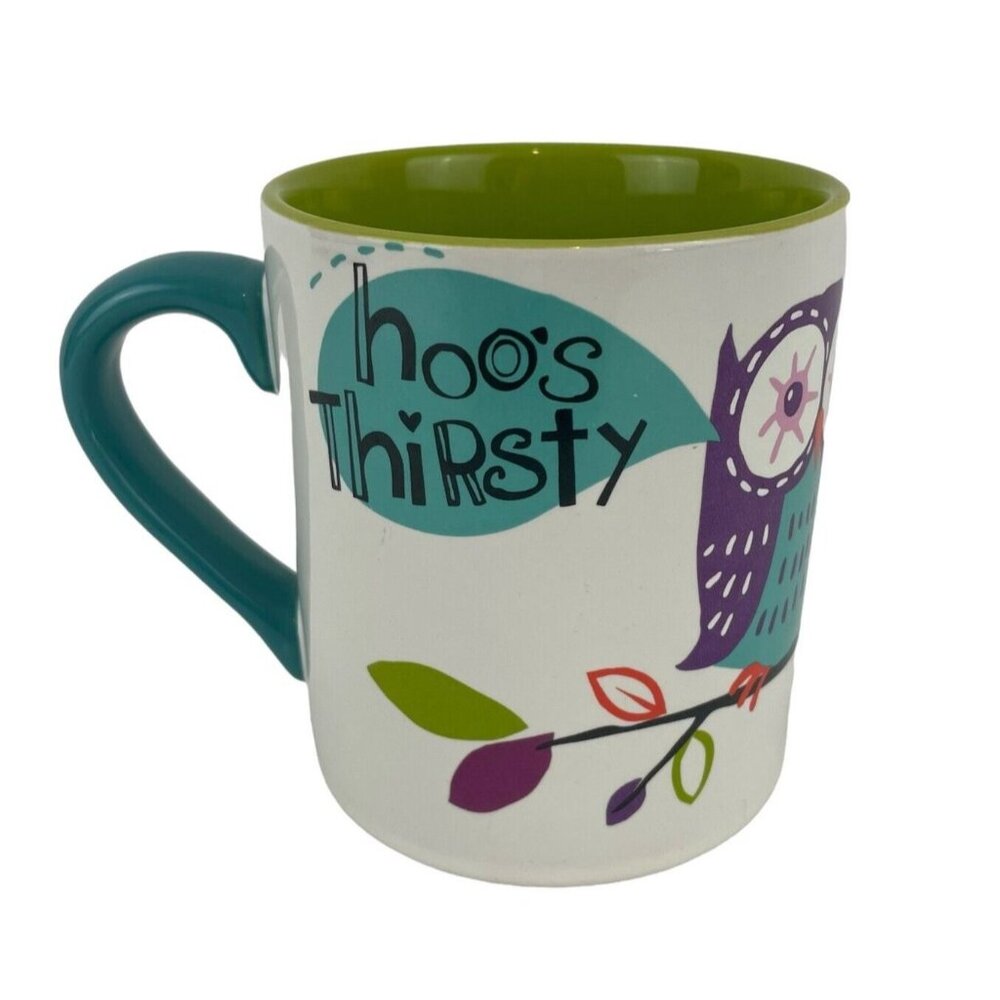 Little Blue House “Hoo’s Thirsty” Owl 14 oz Coffee Mug Green‎ Cup